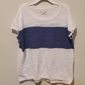 J. Crew White and Blue Women's Top
